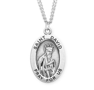 Sterling Silver Oval Shaped Saint David Medal