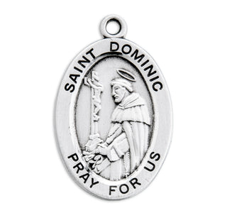 Sterling Silver Oval Shaped St. Dominic Medal