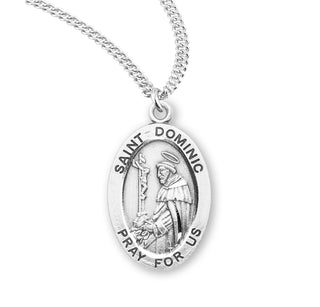 Sterling Silver Oval Shaped Saint Dominic Medal