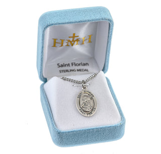 Sterling Silver Oval Shaped St. Florian Medal