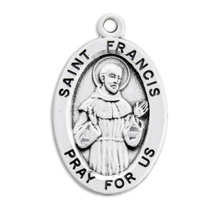 Sterling Silver Oval Shaped St. Francis Medal - Engravable