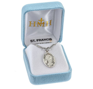 Sterling Silver Oval Shaped St. Francis Medal - Engravable