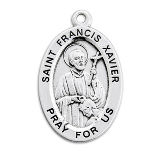 Sterling Silver St. Francis Xavier Medal with 20-inch Chain and Box