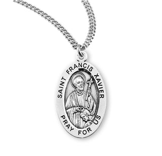 Sterling Silver Saint Francis Xavier Medal with 20-inch Chain and Box