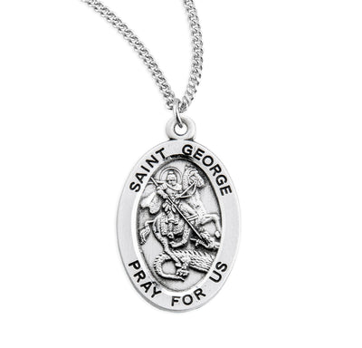 Sterling Silver Oval Shaped St. George Medal