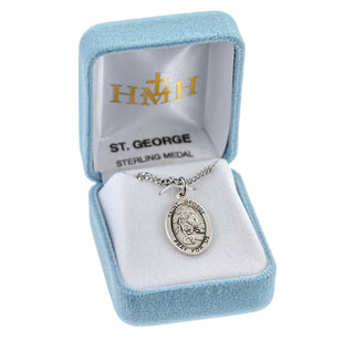 Sterling Silver Oval Shaped St. George Medal