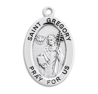 Sterling Silver Oval Shaped St. Gregory Medal