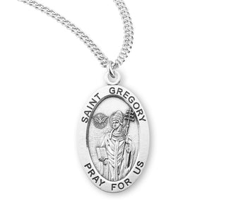 Sterling Silver Oval Shaped Saint Gregory Medal