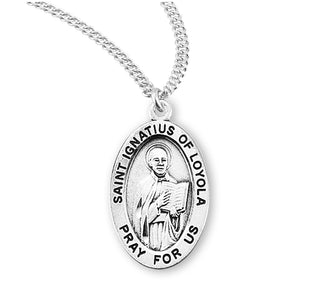 Sterling Silver Oval Shaped Saint Ignatius of Loyola