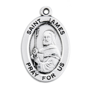 Sterling Silver Oval Shaped St. James Medal