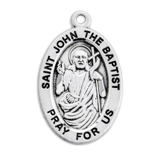 Sterling Silver Oval St. John the Baptist Medal