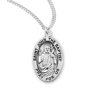 Sterling Silver Oval Saint John the Baptist Medal