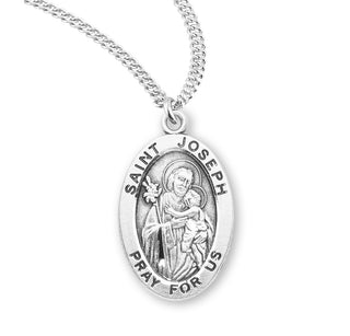 Sterling Silver Oval St Joseph Medal
