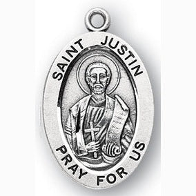 Sterling Silver Oval Shaped St. Justin Medal