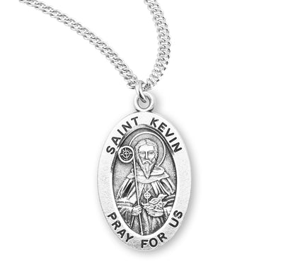 Sterling Silver Oval Shaped St. Kevin Medal