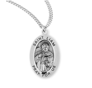 Sterling Silver Oval Shaped Saint Liam Medal