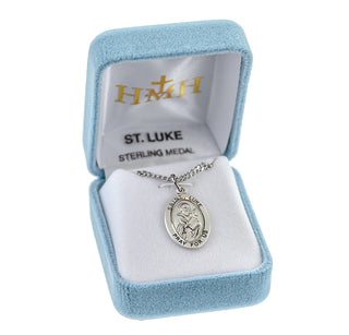 Sterling Silver Oval Shaped St. Luke Medal
