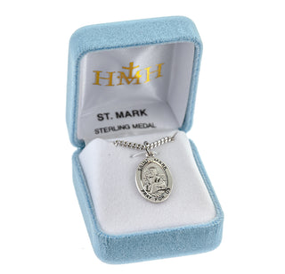 Sterling Silver Oval Shaped St. Mark Medal