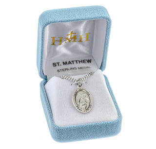 Sterling Silver Oval Shaped St. Matthew Medal