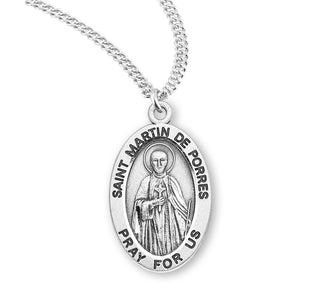Sterling Silver Oval Shaped Saint Martin De Porres Medal