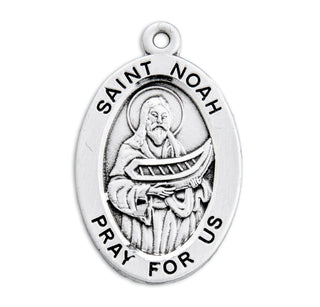 Sterling Silver Oval Shaped St. Noah Medal