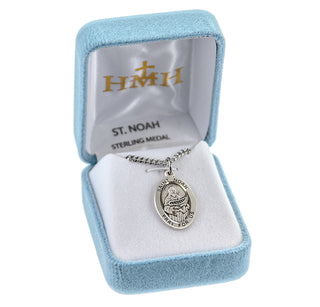 Sterling Silver Oval Shaped St. Noah Medal
