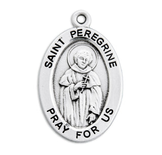 Sterling Silver Oval Shaped St. Peregrine Medal