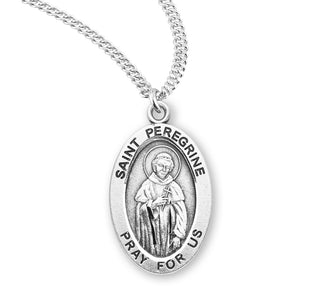 Sterling Silver Oval Shaped Saint Peregrine Medal