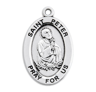 Sterling Silver Oval Shaped St. Peter Medal