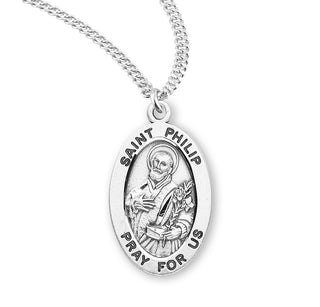 Sterling Silver Oval Shaped Saint Phillip Medal