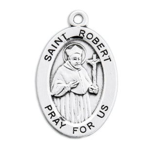 Sterling Silver Oval Shaped St. Robert Medal
