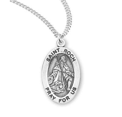 Sterling Silver Oval Shaped St. Roch Medal