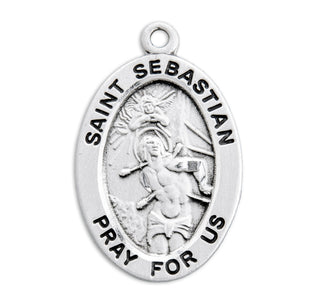 Sterling Silver Oval Shaped St. Sebastian Medal