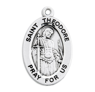 Sterling Silver Oval Shaped St. Theodore Medal