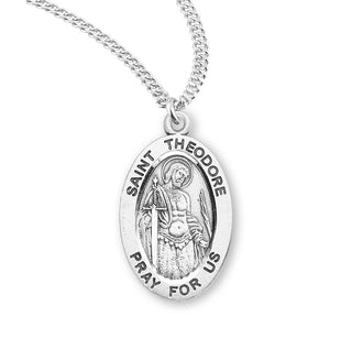 Sterling Silver Oval Shaped Saint Theodore Medal