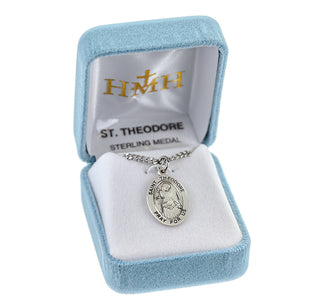 Sterling Silver Oval Shaped St. Theodore Medal