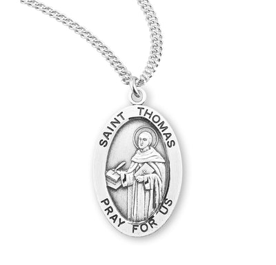 Sterling Silver Oval Shaped St. Thomas Aquinas Medal