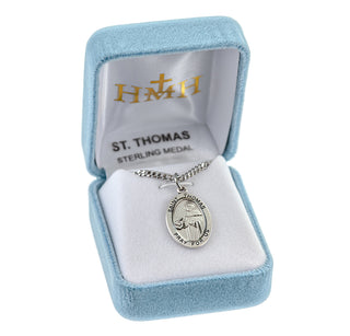 Sterling Silver Oval Shaped St. Thomas Aquinas Medal