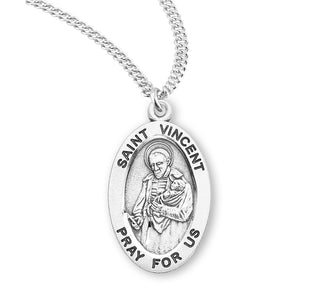 Sterling Silver Oval Shaped Saint Vincent Medal