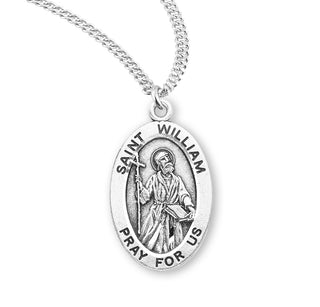 Sterling Silver Oval Shaped Saint William Medal