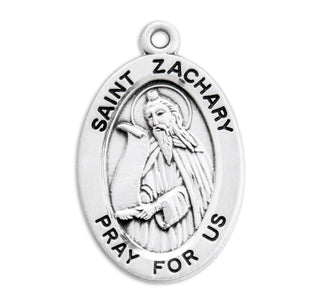 Sterling Silver Oval Shaped St. Zachary Medal