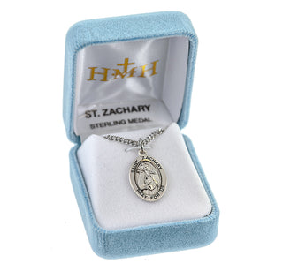 Sterling Silver Oval Shaped St. Zachary Medal