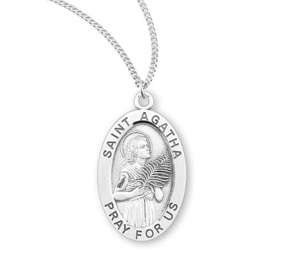 Sterling Silver Oval Shaped St. Agatha Medal
