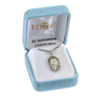 Sterling Silver Oval Shaped St. Alexandra Medal