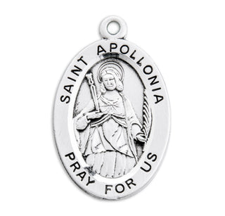 Sterling Silver Oval Shaped St. Apollonia Medal