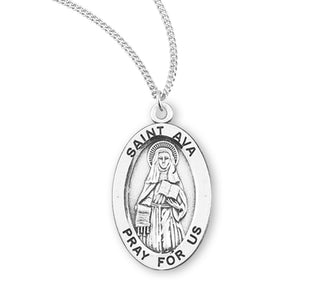 Sterling Silver Oval Shaped Saint Ava Medal