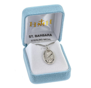 Sterling Silver Oval Shaped St. Barbara Medal
