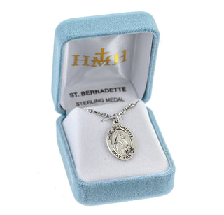 Sterling Silver Oval Shaped St. Bernadette Medal