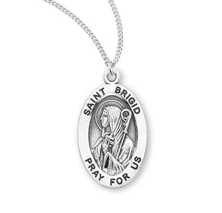 Sterling Silver Oval Shaped Saint Brigid Medal
