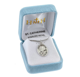 Sterling Silver Oval Shaped St. Catherine Medal